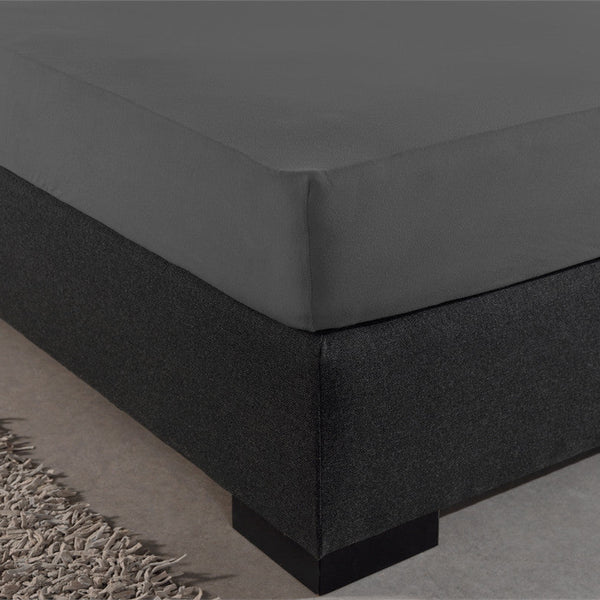 Double Jersey 220 GSM Soft Cotton Fitted Sheet | Anthracite Grey | Single 80/100 x 220cm (L) x 40cm (D) - The Bedding & Blankets Store