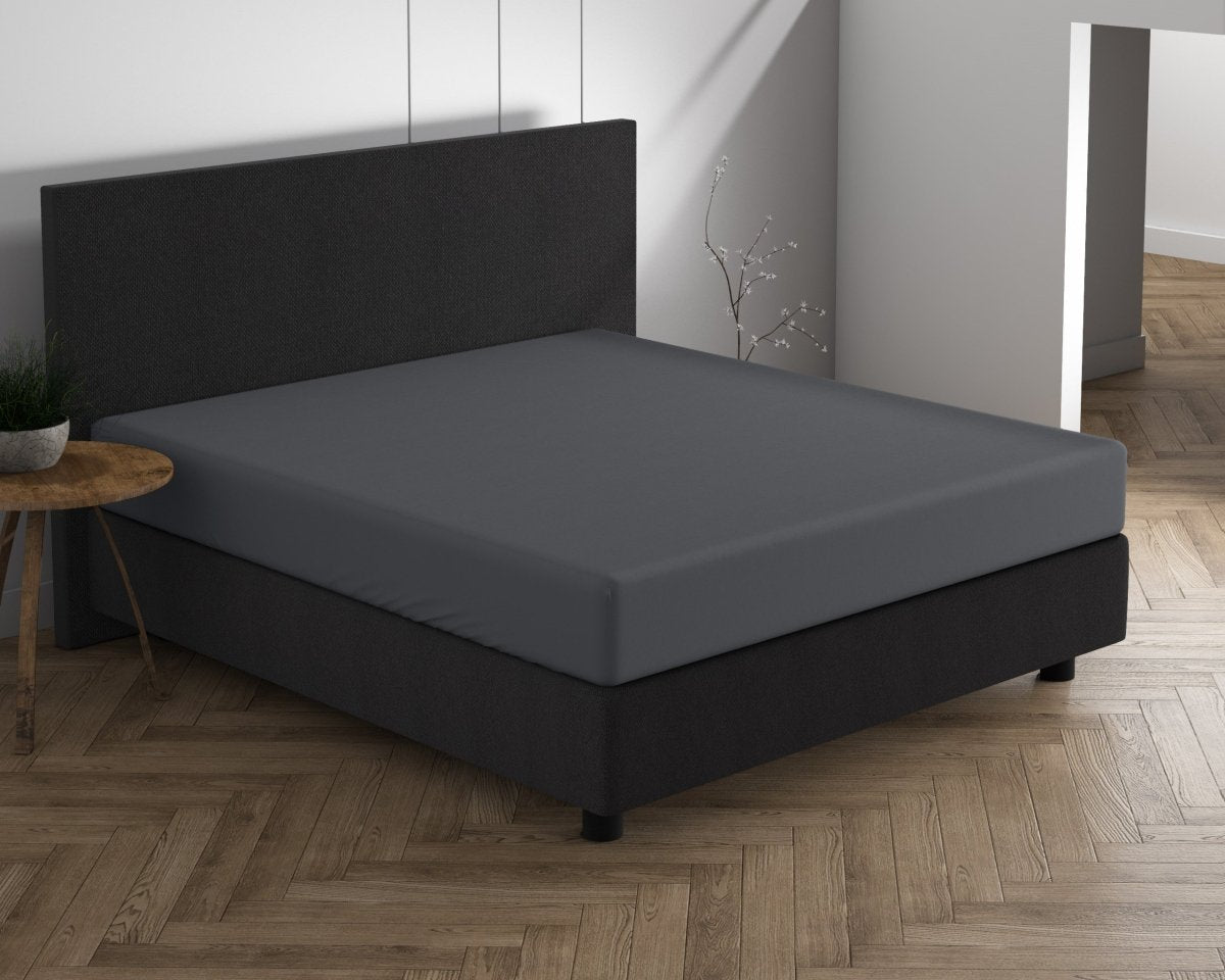 Double Jersey 220 GSM Soft Cotton Fitted Sheet | Anthracite Grey | Single 80/100 x 220cm (L) x 40cm (D) - The Bedding & Blankets Store