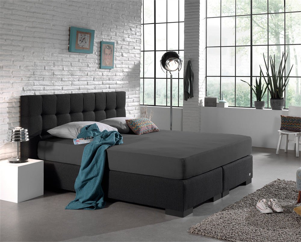 Double Jersey 220 GSM Soft Cotton Fitted Sheet | Anthracite Grey | Single 80/100 x 220cm (L) x 40cm (D) - The Bedding & Blankets Store