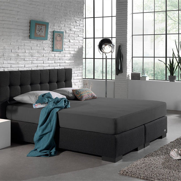 Double Jersey 220 GSM Soft Cotton Fitted Sheet | Anthracite Grey | Single 80/100 x 220cm (L) x 40cm (D) - The Bedding & Blankets Store