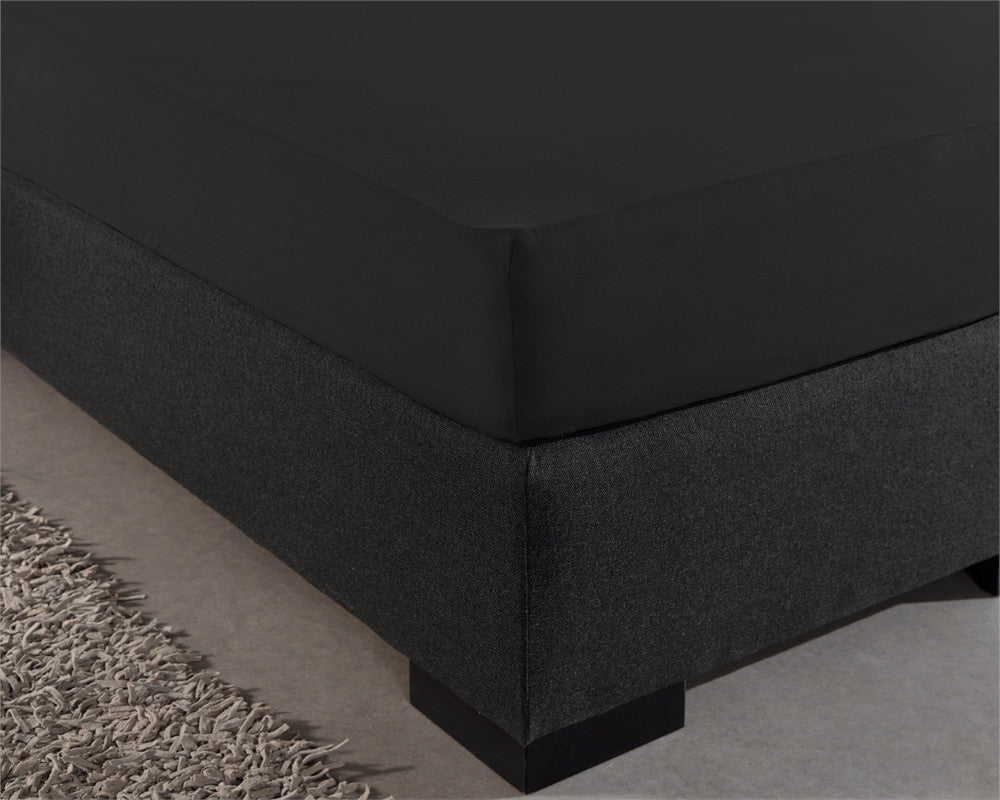 Double Jersey 220 GSM Soft Cotton Fitted Sheet | Black | Single 80/100 x 220cm (L) x 40cm (D) - The Bedding & Blankets Store