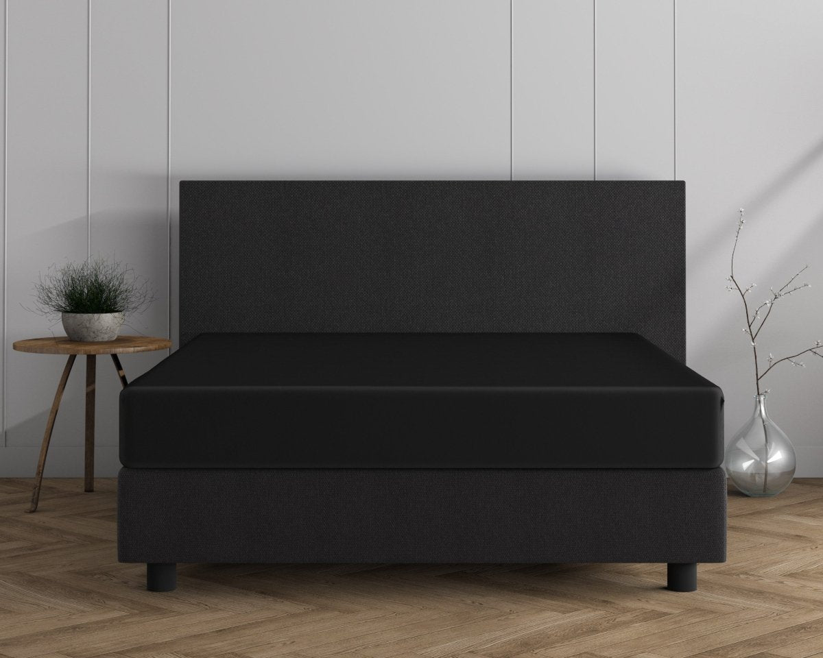 Double Jersey 220 GSM Soft Cotton Fitted Sheet | Black | Single 80/100 x 220cm (L) x 40cm (D) - The Bedding & Blankets Store