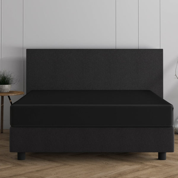 Double Jersey 220 GSM Soft Cotton Fitted Sheet | Black | Single 80/100 x 220cm (L) x 40cm (D) - The Bedding & Blankets Store