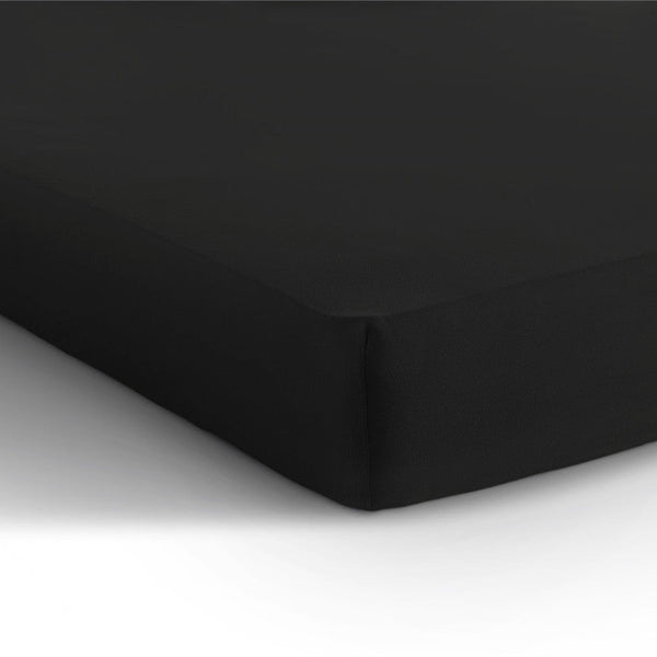 Double Jersey 220 GSM Soft Cotton Fitted Sheet | Black | Single 80/100 x 220cm (L) x 40cm (D) - The Bedding & Blankets Store