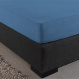 Double Jersey 220 GSM Soft Cotton Fitted Sheet | Blue | Single 80/100 x 220cm (L) x 30cm (D) - The Bedding & Blankets Store
