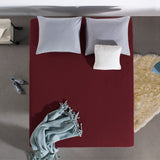 Double Jersey 220 GSM Soft Cotton Fitted Sheet | Bordeaux Red | Queen/King (EU) 160/180 x 200/220cm (L) x 40cm (D) - The Bedding & Blankets Store