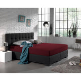 Double Jersey 220 GSM Soft Cotton Fitted Sheet | Bordeaux Red | Queen/King (EU) 160/180 x 200/220cm (L) x 40cm (D) - The Bedding & Blankets Store