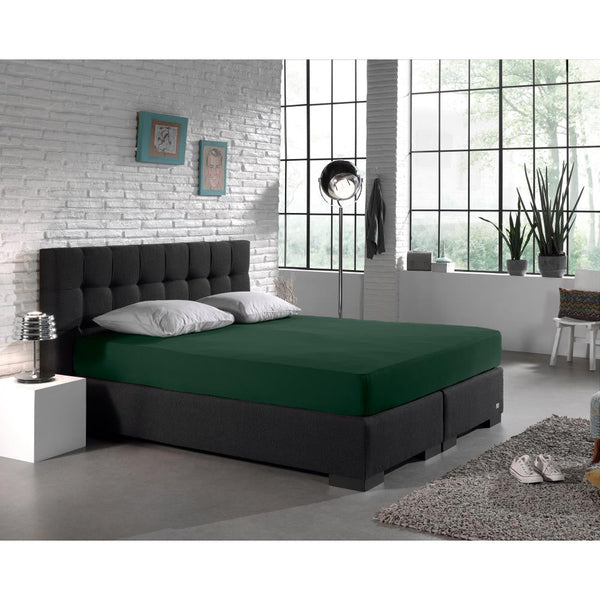 Double Jersey 220 GSM Soft Cotton Fitted Sheet | Botancal Green | Single 80/100 x 220cm (L) x 40cm (D) - The Bedding & Blankets Store