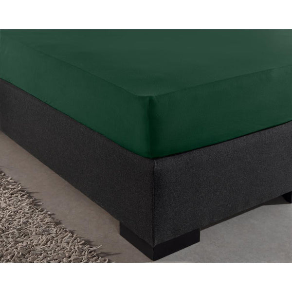Double Jersey 220 GSM Soft Cotton Fitted Sheet | Botancal Green | Single 80/100 x 220cm (L) x 40cm (D) - The Bedding & Blankets Store