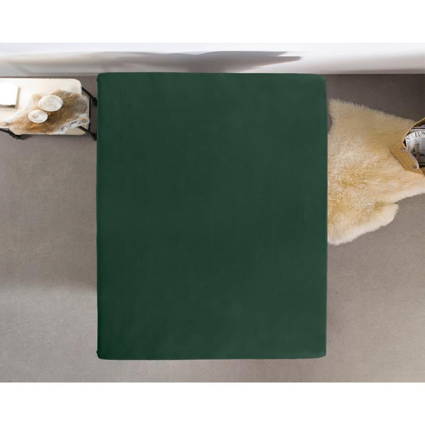 Double Jersey 220 GSM Soft Cotton Fitted Sheet | Botancal Green | Single 80/100 x 220cm (L) x 40cm (D) - The Bedding & Blankets Store