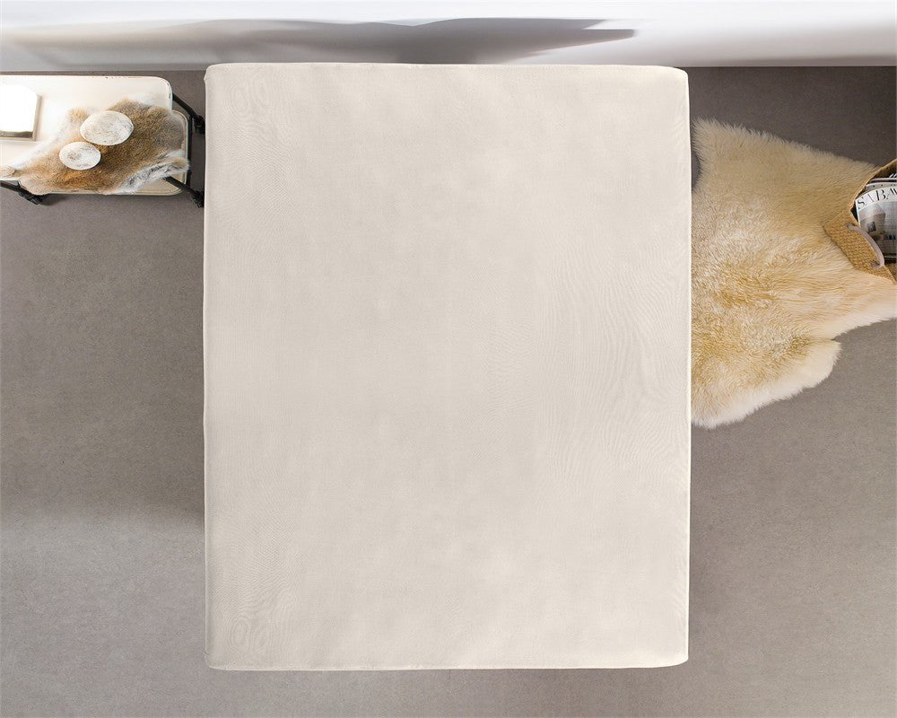 Double Jersey 220 GSM Soft Cotton Fitted Sheet | Cream | Single 80/100 x 220cm (L) x 40cm (D) - The Bedding & Blankets Store