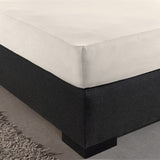 Double Jersey 220 GSM Soft Cotton Fitted Sheet | Cream | Single 80/100 x 220cm (L) x 40cm (D) - The Bedding & Blankets Store