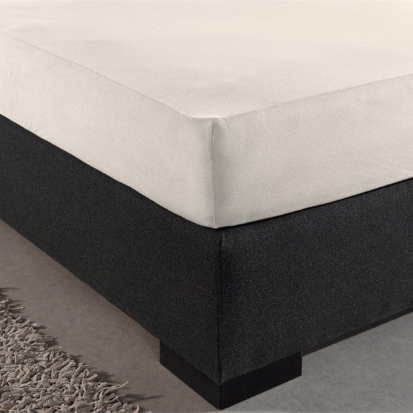 Double Jersey 220 GSM Soft Cotton Fitted Sheet | Cream | Single 80/100 x 220cm (L) x 40cm (D) - The Bedding & Blankets Store