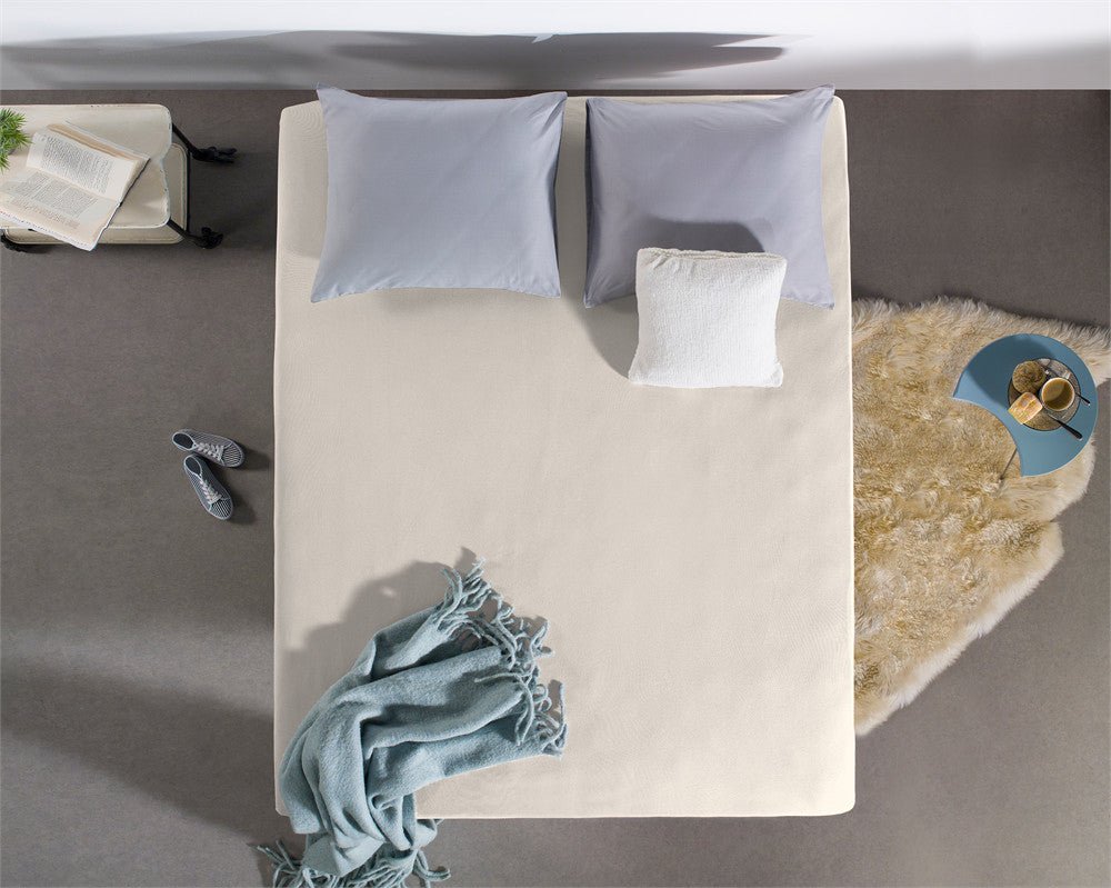 Double Jersey 220 GSM Soft Cotton Fitted Sheet | Cream | Single 80/100 x 220cm (L) x 40cm (D) - The Bedding & Blankets Store