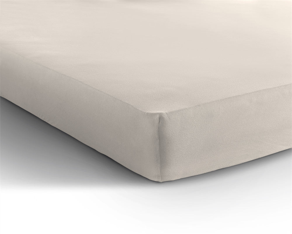 Double Jersey 220 GSM Soft Cotton Fitted Sheet | Cream | Single 80/100 x 220cm (L) x 40cm (D) - The Bedding & Blankets Store