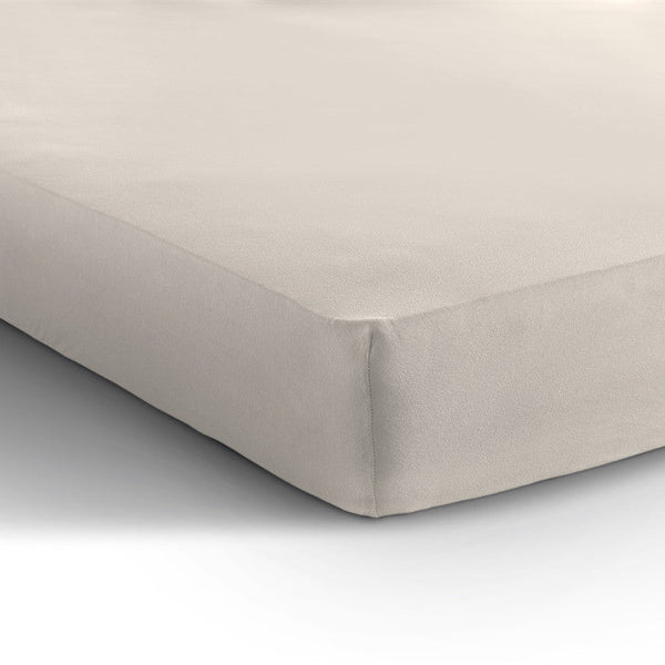 Double Jersey 220 GSM Soft Cotton Fitted Sheet | Cream | Single 80/100 x 220cm (L) x 40cm (D) - The Bedding & Blankets Store
