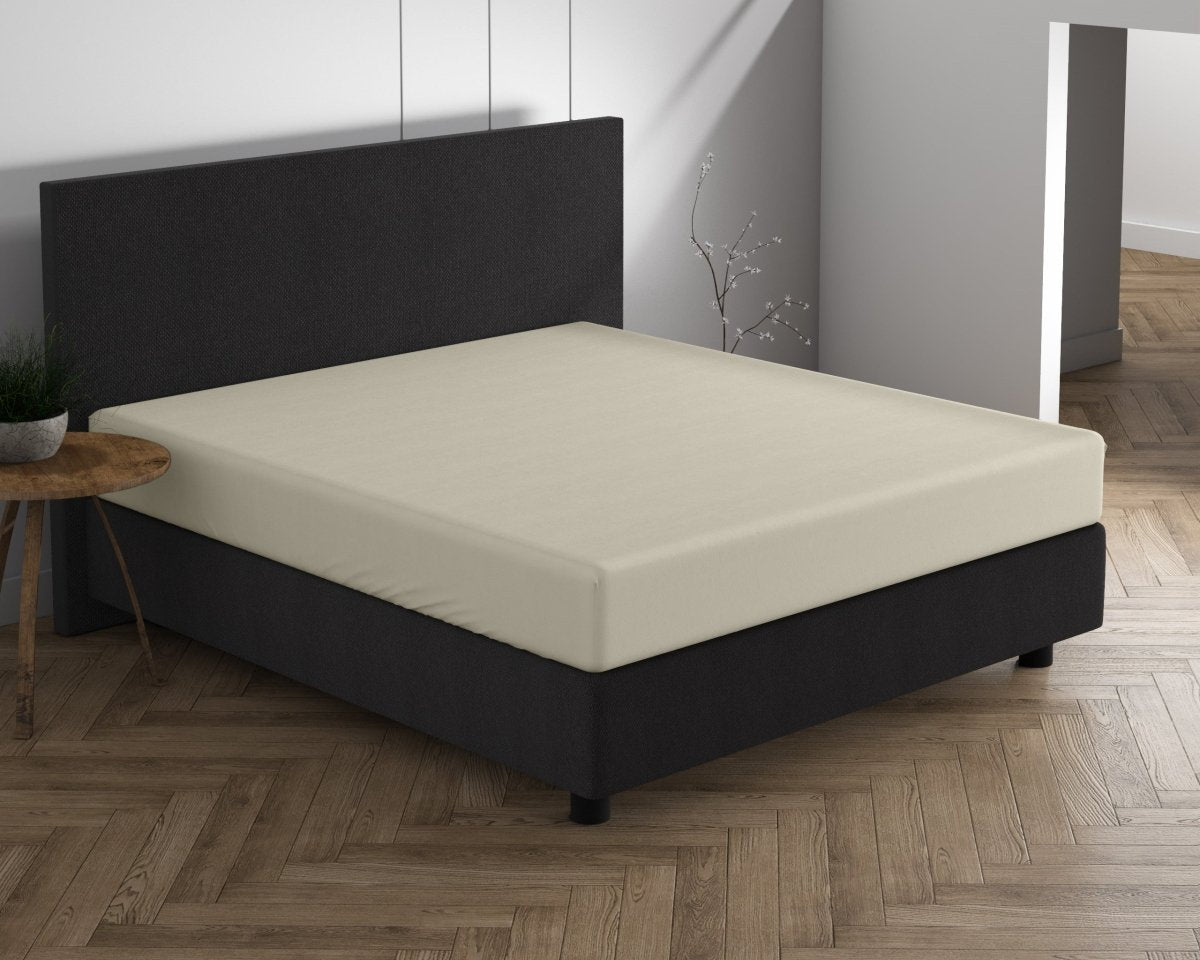 Double Jersey 220 GSM Soft Cotton Fitted Sheet | Cream | Single 80/100 x 220cm (L) x 40cm (D) - The Bedding & Blankets Store