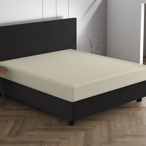 Double Jersey 220 GSM Soft Cotton Fitted Sheet | Cream | Single 80/100 x 220cm (L) x 40cm (D) - The Bedding & Blankets Store