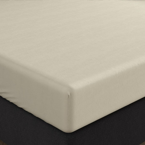 Double Jersey 220 GSM Soft Cotton Fitted Sheet | Cream | Single 80/100 x 220cm (L) x 40cm (D) - The Bedding & Blankets Store