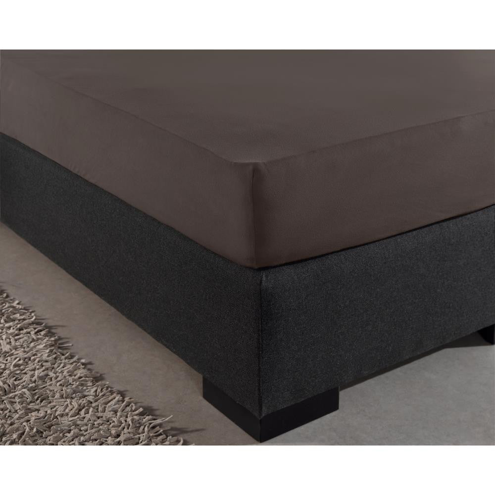 Double Jersey 220 GSM Soft Cotton Fitted Sheet | Deep Taupe | Single 80/100 x 220cm (L) x 30cm (D) - The Bedding & Blankets Store