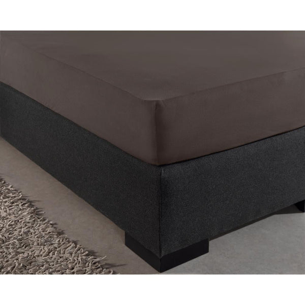 Double Jersey 220 GSM Soft Cotton Fitted Sheet | Deep Taupe | Single 80/100 x 220cm (L) x 30cm (D) - The Bedding & Blankets Store