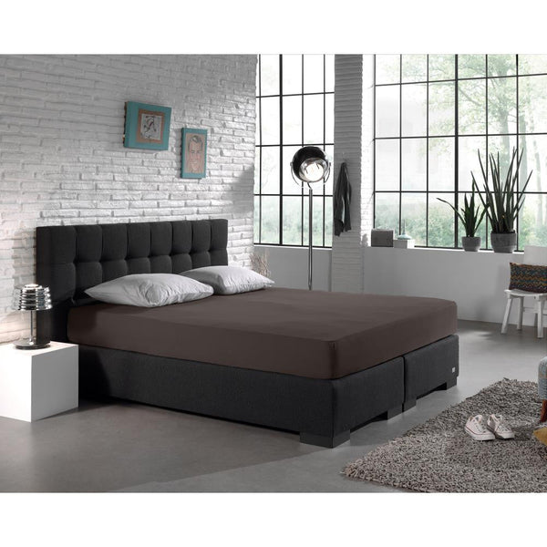 Double Jersey 220 GSM Soft Cotton Fitted Sheet | Deep Taupe | Single 80/100 x 220cm (L) x 30cm (D) - The Bedding & Blankets Store