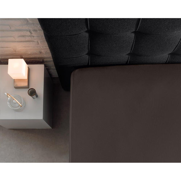 Double Jersey 220 GSM Soft Cotton Fitted Sheet | Deep Taupe | Single 80/100 x 220cm (L) x 30cm (D) - The Bedding & Blankets Store