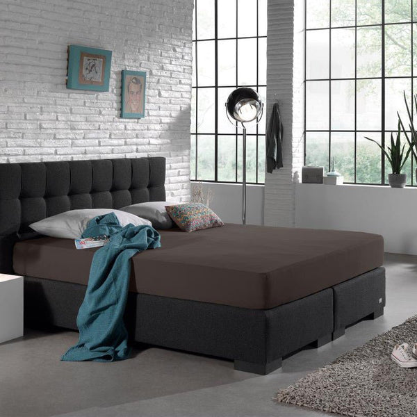 Double Jersey 220 GSM Soft Cotton Fitted Sheet | Deep Taupe | Single 80/100 x 220cm (L) x 30cm (D) - The Bedding & Blankets Store
