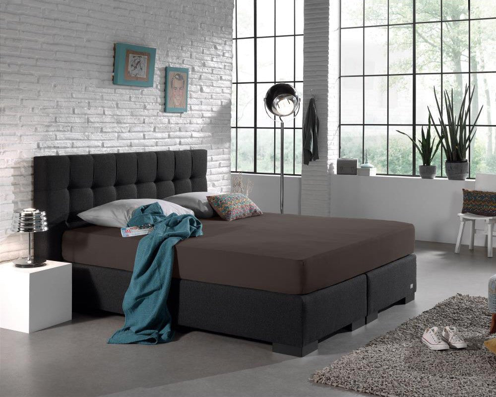 Double Jersey 220 GSM Soft Cotton Fitted Sheet | Deep Taupe | Single 80/100 x 220cm (L) x 30cm (D) - The Bedding & Blankets Store