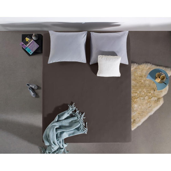 Double Jersey 220 GSM Soft Cotton Fitted Sheet | Deep Taupe | Single 80/100 x 220cm (L) x 30cm (D) - The Bedding & Blankets Store