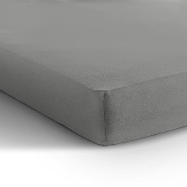 Double Jersey 220 GSM Soft Cotton Fitted Sheet | Grey | Single 80/100 x 220cm (L) x 40cm (D) - The Bedding & Blankets Store