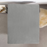 Double Jersey 220 GSM Soft Cotton Fitted Sheet | Grey | Single 80/100 x 220cm (L) x 40cm (D) - The Bedding & Blankets Store