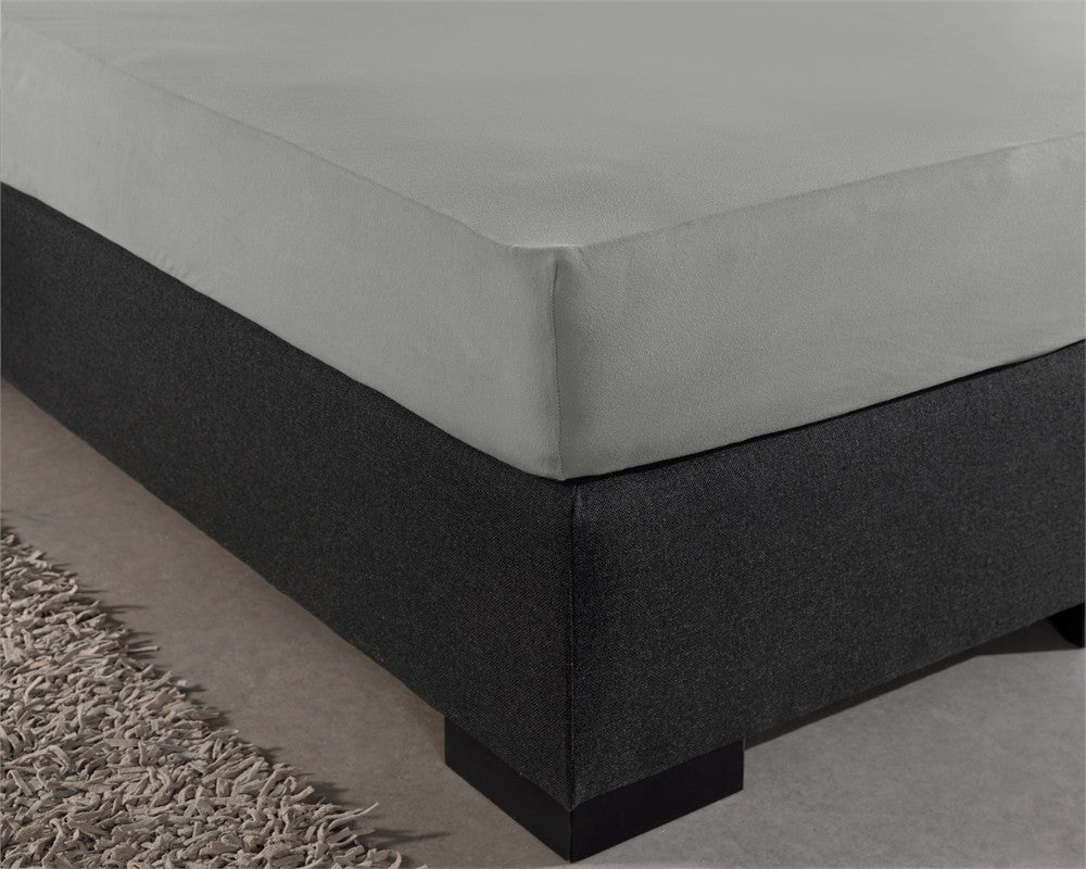 Double Jersey 220 GSM Soft Cotton Fitted Sheet | Grey | Single 80/100 x 220cm (L) x 40cm (D) - The Bedding & Blankets Store
