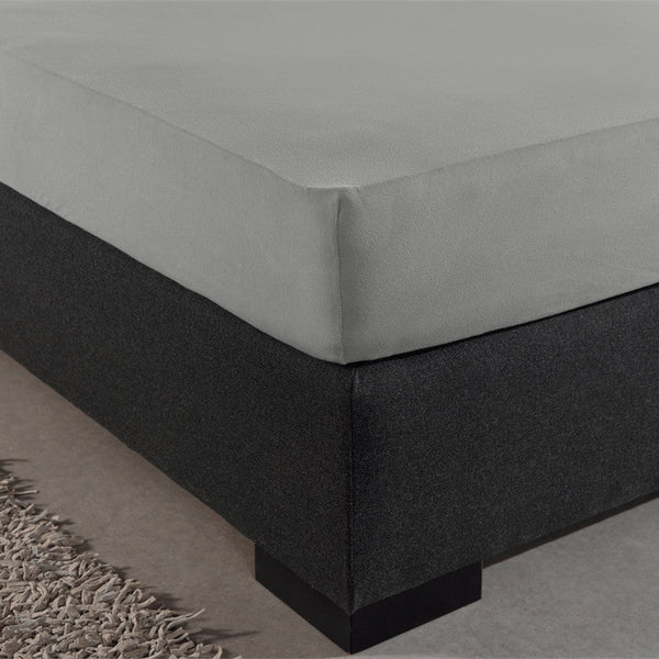 Double Jersey 220 GSM Soft Cotton Fitted Sheet | Grey | Single 80/100 x 220cm (L) x 40cm (D) - The Bedding & Blankets Store