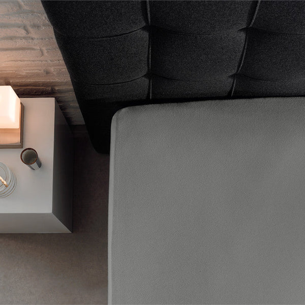 Double Jersey 220 GSM Soft Cotton Fitted Sheet | Grey | Single 80/100 x 220cm (L) x 40cm (D) - The Bedding & Blankets Store