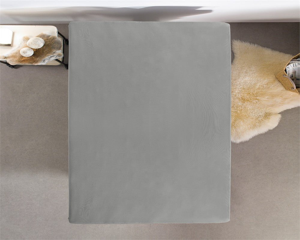Double Jersey 220 GSM Soft Cotton Fitted Sheet | Grey | Single 80/100 x 220cm (L) x 40cm (D) - The Bedding & Blankets Store