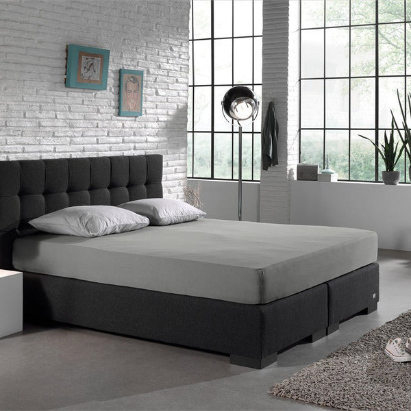 Double Jersey 220 GSM Soft Cotton Fitted Sheet | Grey | Single 80/100 x 220cm (L) x 40cm (D) - The Bedding & Blankets Store