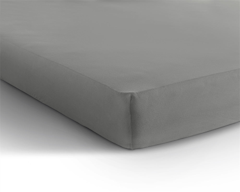 Double Jersey 220 GSM Soft Cotton Fitted Sheet | Grey | Single 80/100 x 220cm (L) x 40cm (D) - The Bedding & Blankets Store