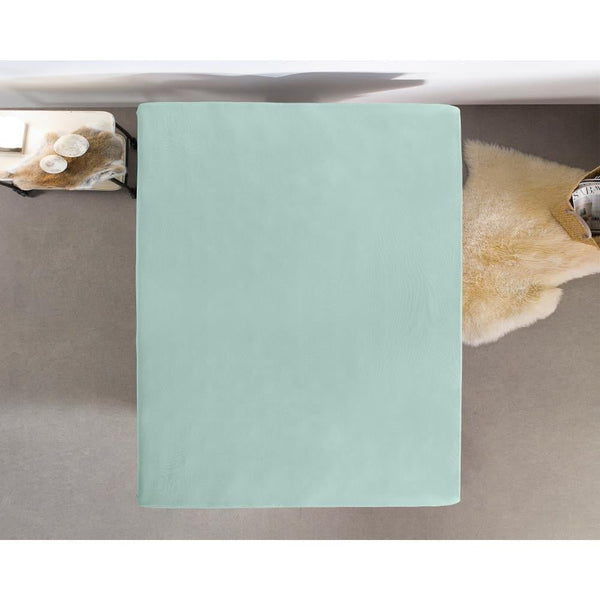 Double Jersey 220 GSM Soft Cotton Fitted Sheet | Pastel Blue | Single 80/100 x 220cm (L) x 30cm (D) - The Bedding & Blankets Store