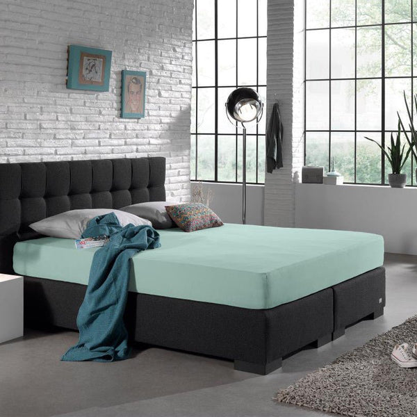 Double Jersey 220 GSM Soft Cotton Fitted Sheet | Pastel Blue | Single 80/100 x 220cm (L) x 30cm (D) - The Bedding & Blankets Store