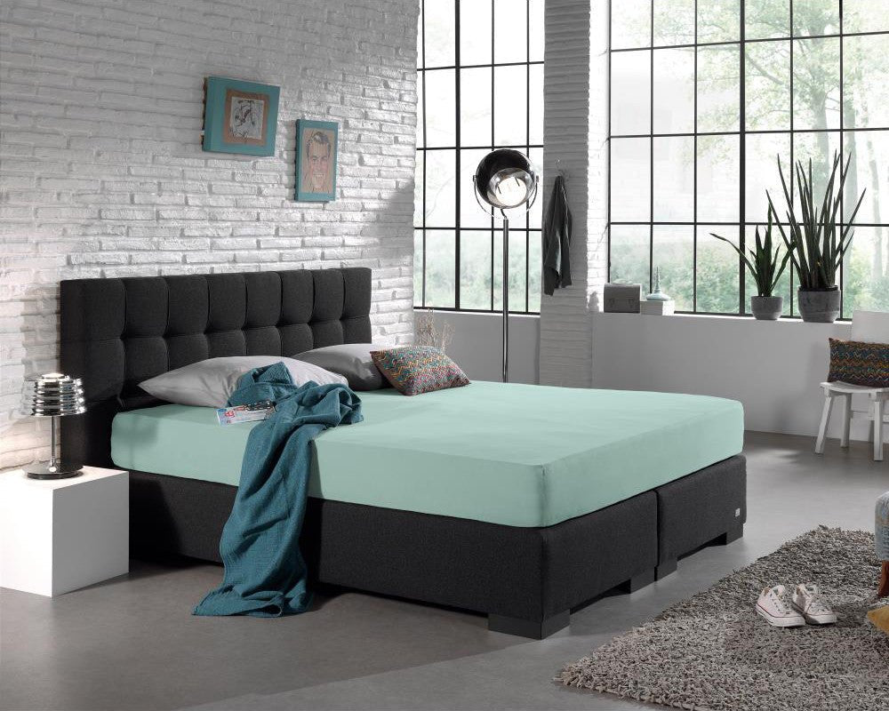 Double Jersey 220 GSM Soft Cotton Fitted Sheet | Pastel Blue | Single 80/100 x 220cm (L) x 30cm (D) - The Bedding & Blankets Store