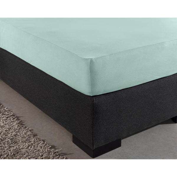 Double Jersey 220 GSM Soft Cotton Fitted Sheet | Pastel Blue | Single 80/100 x 220cm (L) x 30cm (D) - The Bedding & Blankets Store