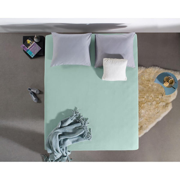 Double Jersey 220 GSM Soft Cotton Fitted Sheet | Pastel Blue | Single 80/100 x 220cm (L) x 30cm (D) - The Bedding & Blankets Store