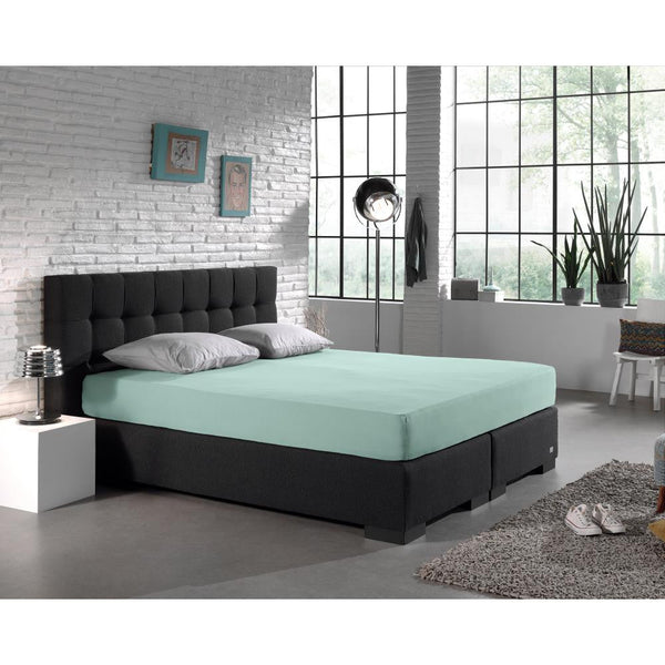 Double Jersey 220 GSM Soft Cotton Fitted Sheet | Pastel Blue | Single 80/100 x 220cm (L) x 30cm (D) - The Bedding & Blankets Store