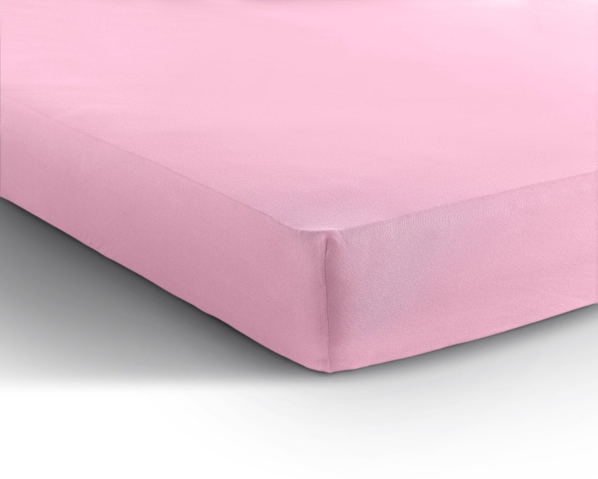 Double Jersey 220 GSM Soft Cotton Fitted Sheet | Pink | Single 80/100 x 220cm (L) x 30cm (D) - The Bedding & Blankets Store
