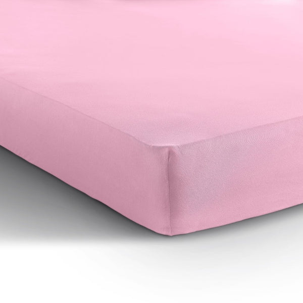 Double Jersey 220 GSM Soft Cotton Fitted Sheet | Pink | Single 80/100 x 220cm (L) x 30cm (D) - The Bedding & Blankets Store
