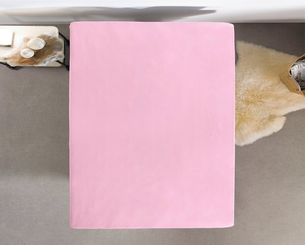 Double Jersey 220 GSM Soft Cotton Fitted Sheet | Pink | Single 80/100 x 220cm (L) x 30cm (D) - The Bedding & Blankets Store