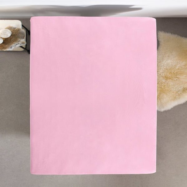 Double Jersey 220 GSM Soft Cotton Fitted Sheet | Pink | Single 80/100 x 220cm (L) x 30cm (D) - The Bedding & Blankets Store