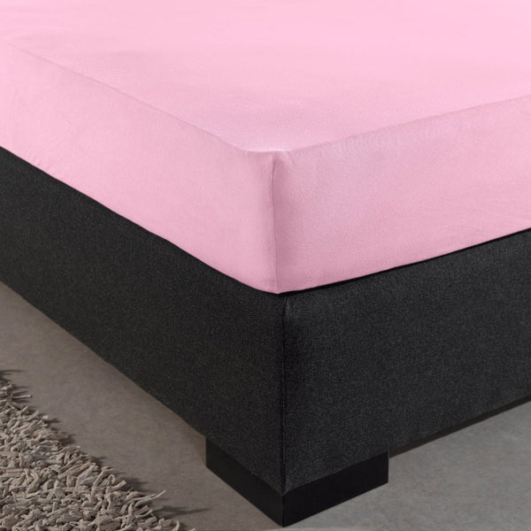 Double Jersey 220 GSM Soft Cotton Fitted Sheet | Pink | Single 80/100 x 220cm (L) x 30cm (D) - The Bedding & Blankets Store