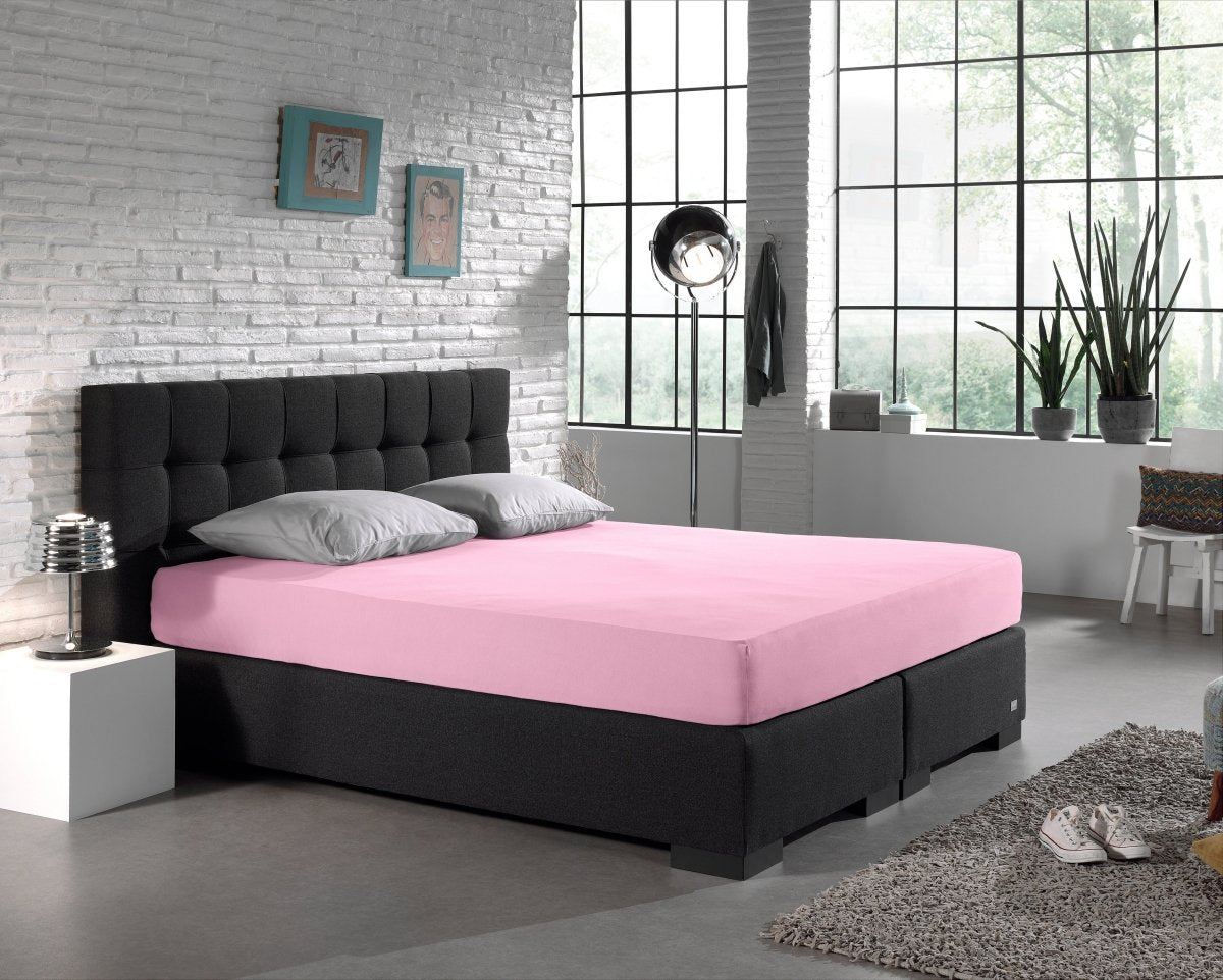 Double Jersey 220 GSM Soft Cotton Fitted Sheet | Pink | Single 80/100 x 220cm (L) x 30cm (D) - The Bedding & Blankets Store